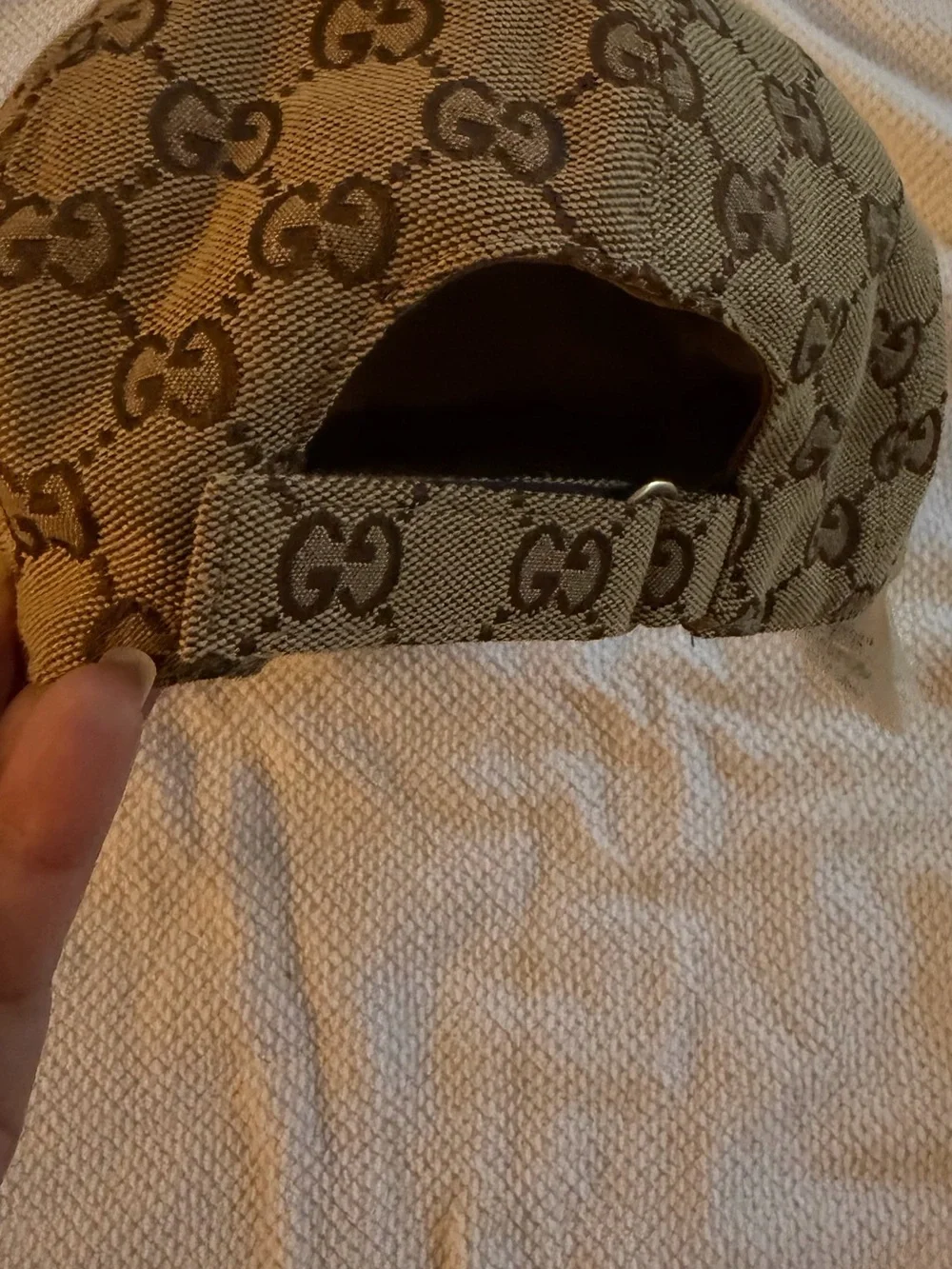 Gucci Tan Brown GG Canvas Baseball Cap with Leather Patch